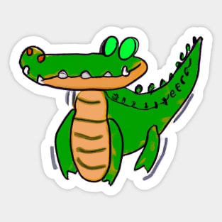 Cute Alligator Drawing Sticker